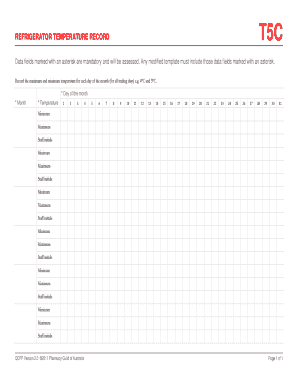 T5c Refrigerator Temperature Record  Form