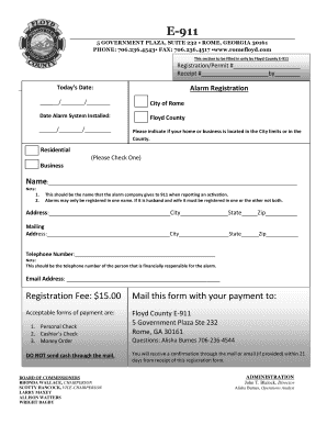  Alarm Registration Form RomeFloyd County 2017