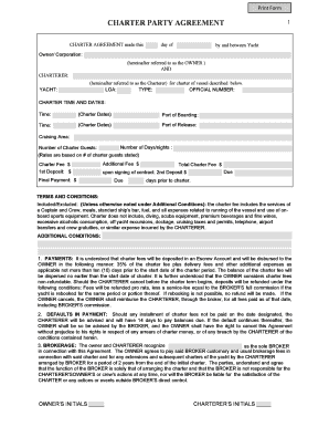 Charter Party Agreement  Form