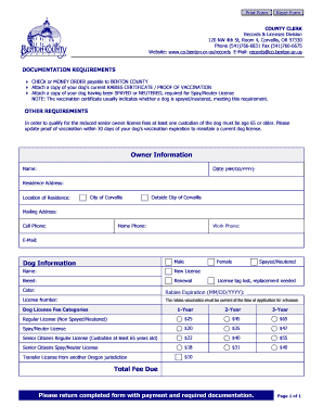 Records &amp; Licenses Division Co Benton or  Form