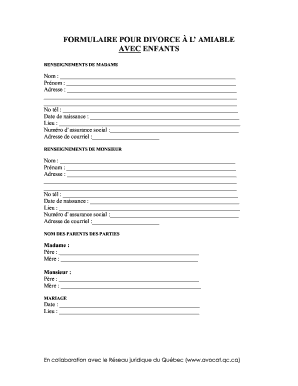 Faux Papier De Divorce Imprimer  Form