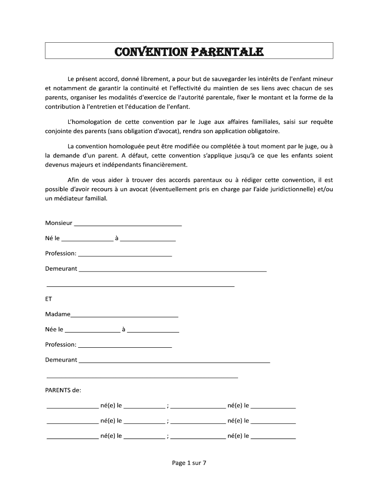 Convention Parentale  Form