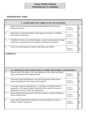 FPS Administrator Evaluation Form Fraser K12 Mi Us Fraser K12 Mi