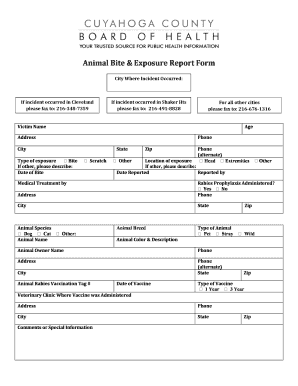 Animal Bite &amp; Exposure Report Form