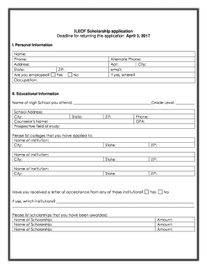  TX ILECF Scholarship Application 2019