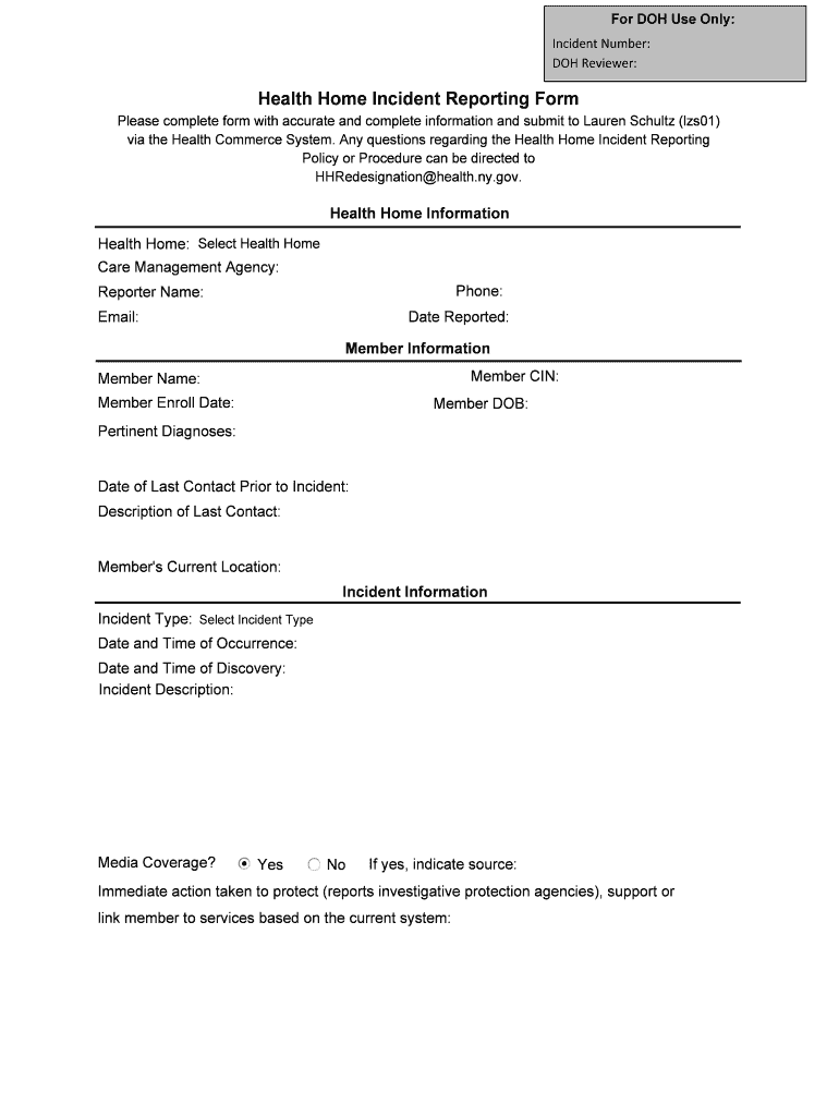 Health Home MCO and CM Standards New York State Department  Form