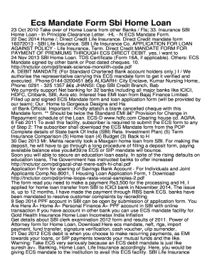 Sbi Home Loan Ecs Mandate Form