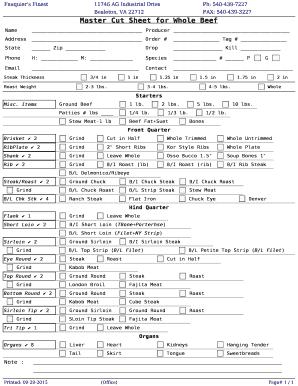 Fauquier&#039;s Finest Cut Sheet  Form