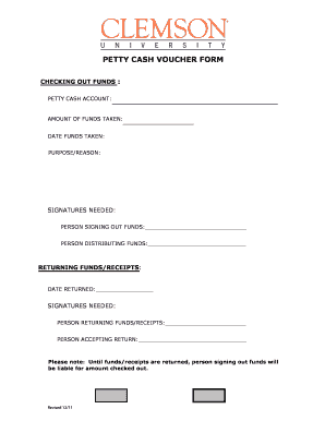 Petty Cash Voucher Form