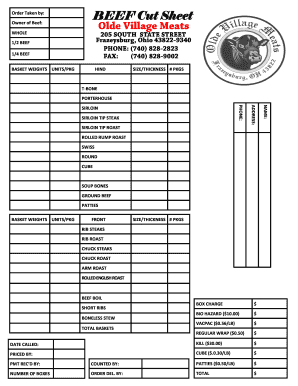 Sample Beef Cut Sheet  Form