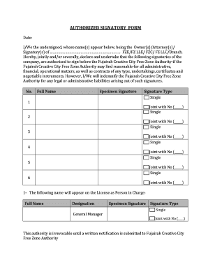 Authorized Signatory  Form