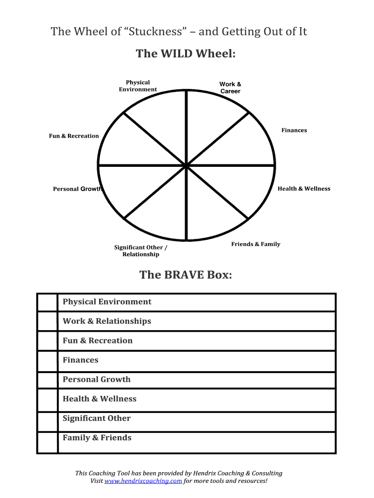 Wheel of Life Template PDF  Form