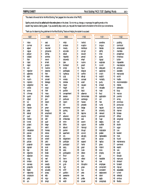 Word Building List  Form