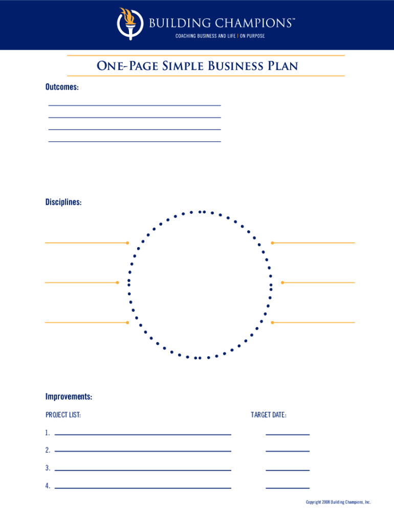 Building Champions Business Plan  Form