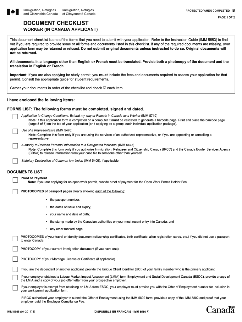  IMM 5556 E Document Checklist  Immigration, Refugees and    Cic Gc 2012