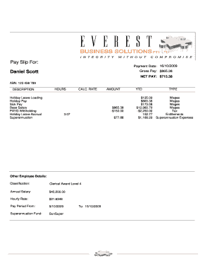 Payslip Template PDF Download  Form