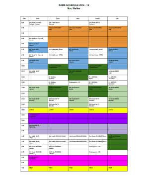 College Class Schedule Template Google Sheets  Form