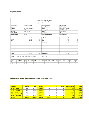 Salary Slip Sample Employee  Form