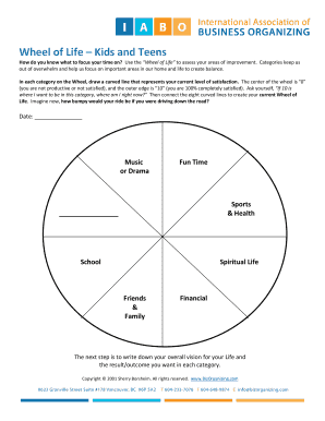 Wheel of Life for Kids  Form