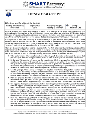 Lifestyle Balance Pie PDF  Form