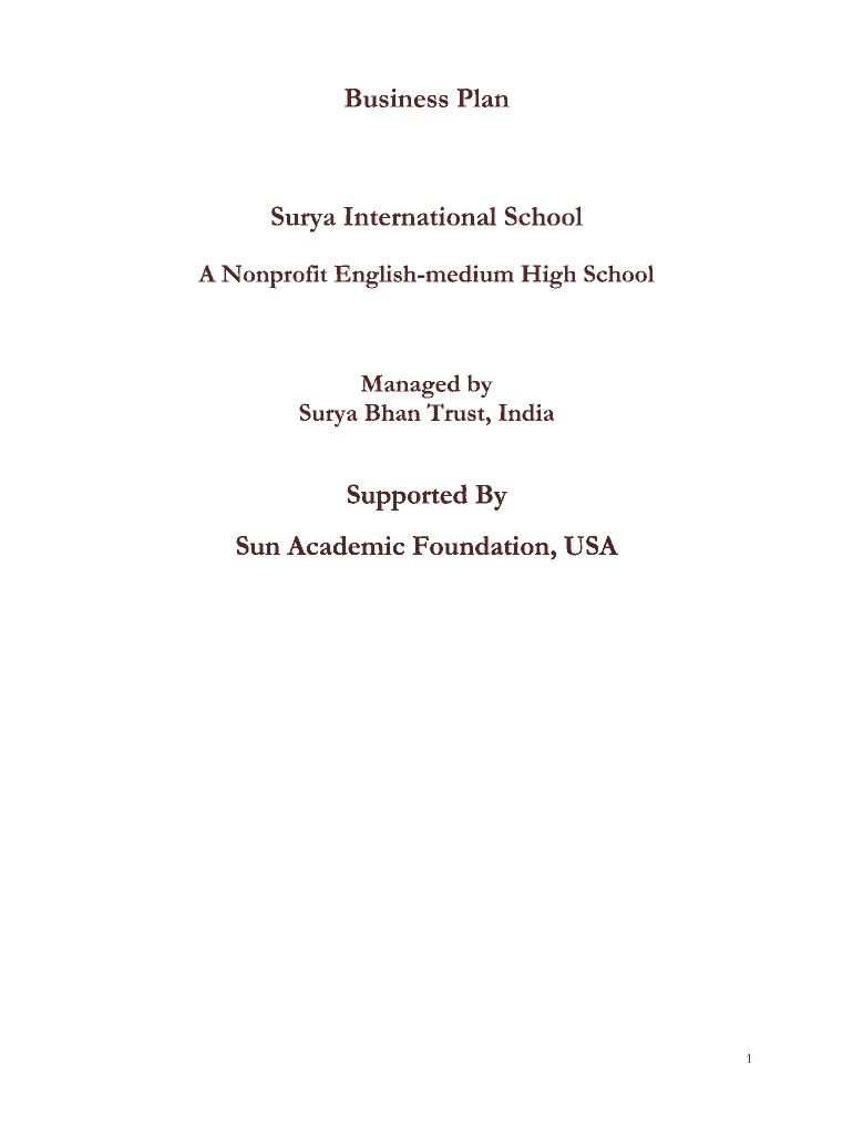 Surya School Business Plan PDF  Form