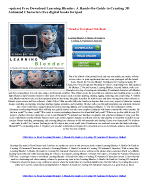 Learning Blender a Hands on Guide to Creating 3d Animated Characters PDF  Form