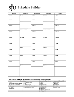  Sju Schedule Builder 2017