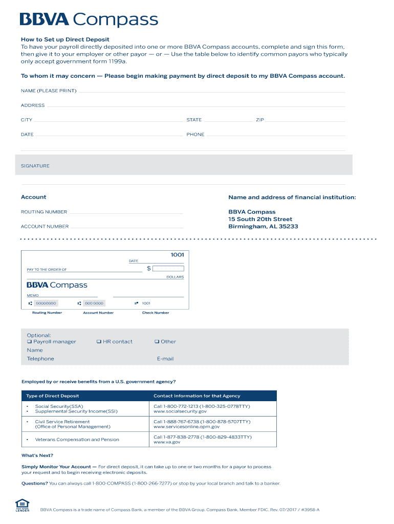  Bbva Direct Deposit Form 2017