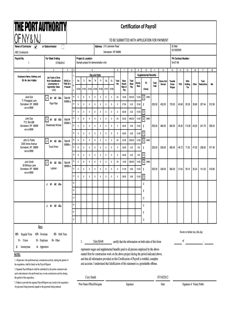 Certified Payroll Forms Nj