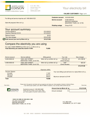 Southern California Edison PDF Filler Sample Bill  Form