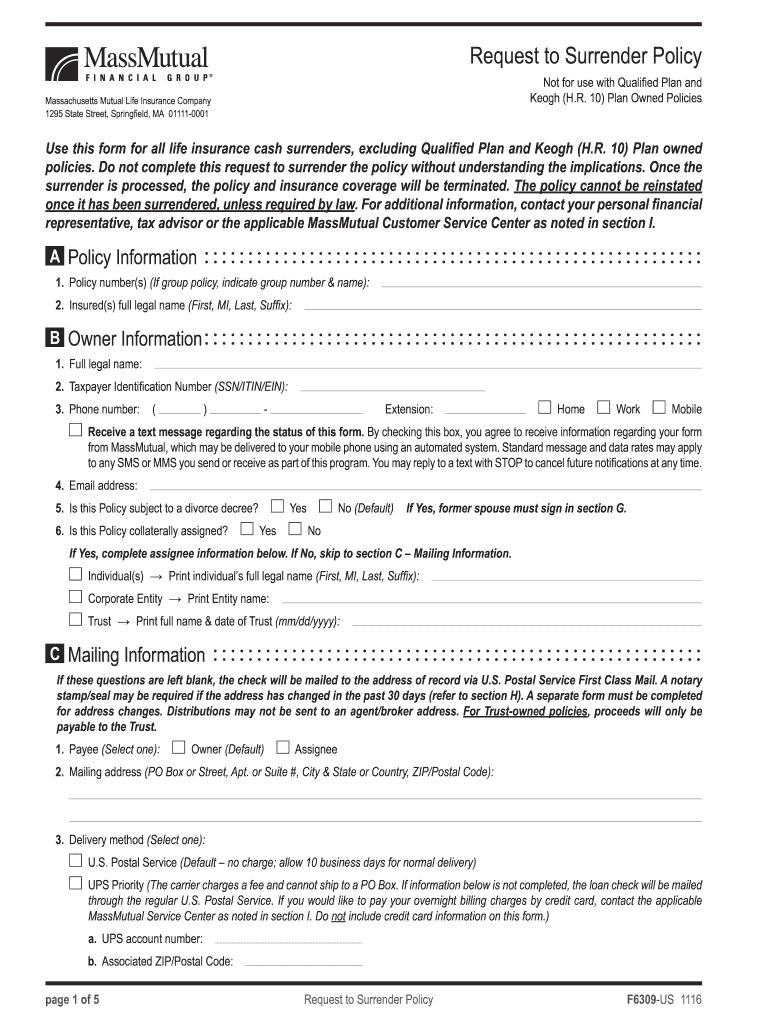  Massmutual Surrender Form 2016