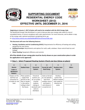 Kitsap County Energy Code Worksheet  Form