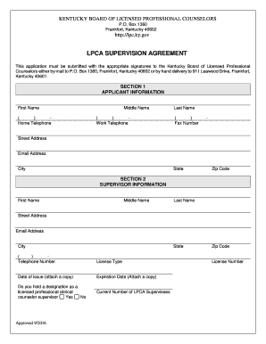 Lpca Supervision Agreement  Form