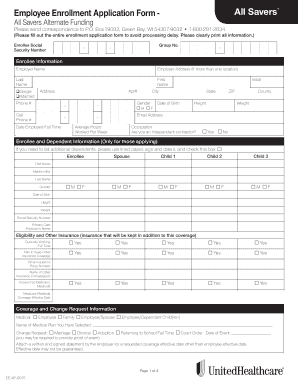 Employee Enrollment Application Form All Savers Alternate Funding