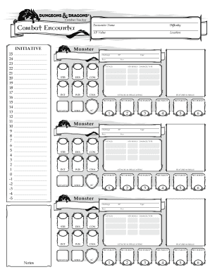 Dnd Encounter Sheet PDF  Form