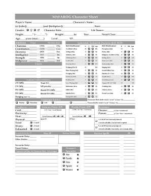 Myfarog Character Sheet  Form