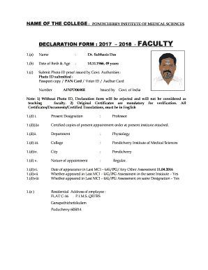 Declaration Form Filled Sample