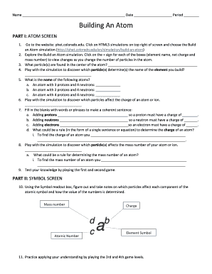 Get and Sign Build an Atom Worksheet PDF  Form