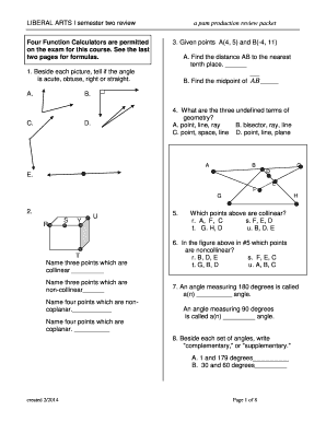 Liberal Arts Math Semester 2 Review Answers  Form