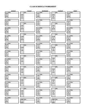 Baylor Class Schedule Worksheet  Form