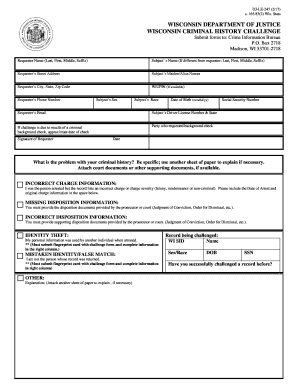 Wisconsin Criminal History Challenge Form DJ LE 247 Doj State Wi