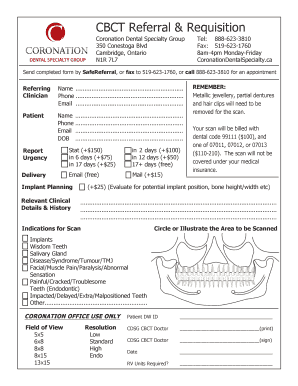 CBCT Referral &amp; Requisition Coronation Dental Specialty Group Coronationdentalspecialty  Form