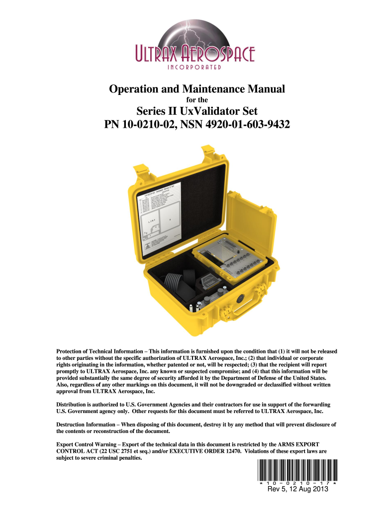 Operation and Maintenance Manual Series II UxValidator Set  Form