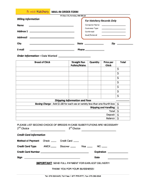 Privett Hatchery Order Form