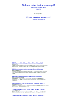 Osha 30 Test Answers PDF  Form