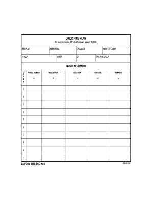 Quick Fire Plan  Form