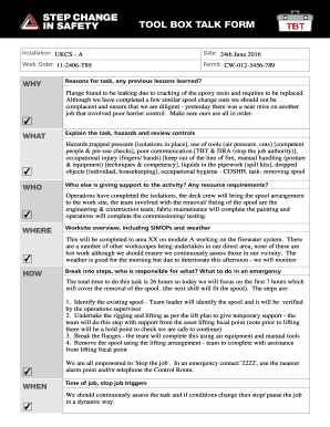 TOOL BOX TALK FORM Stepchangeinsafety