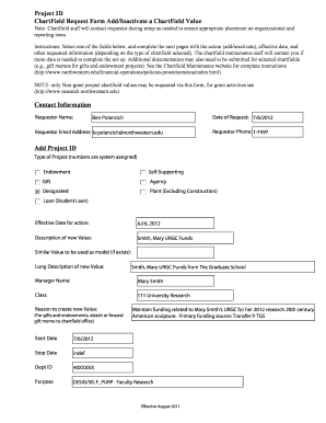  Project ID ChartField Request Form AddInactivate a 2011-2024