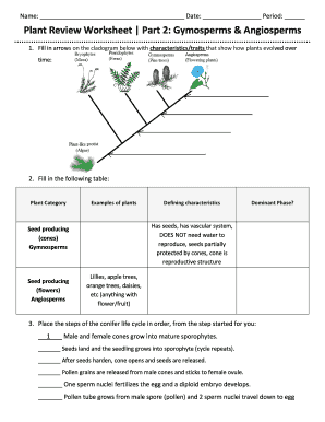 Plant Review Worksheet Part 1  Form