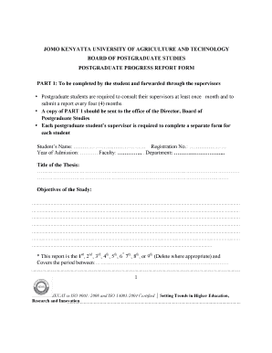 Jkuat Project Progress Report Form Download